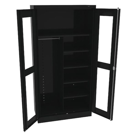 Combo Wardrobe Storage Cabinet, 72 in H, 36 in W, 18 in D, Swing, Keyed, Black, 5 Shelves, 0 Drawers MPN:CVD1472 BLACK