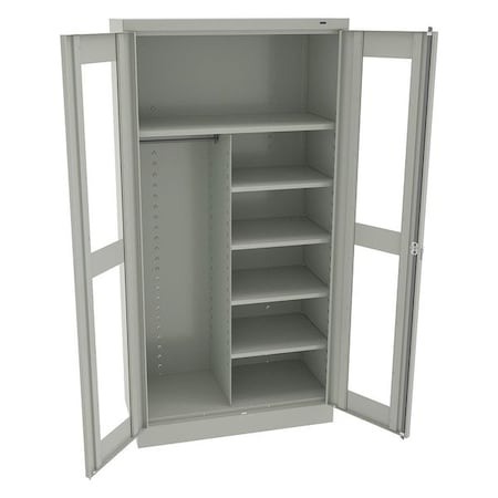 Combo Wardrobe Storage Cabinet, 72 in H, 36 in W, Swing, Keyed, Light Gray, 5 Shelves, 0 Drawers MPN:CVD1472 LIGHT GREY