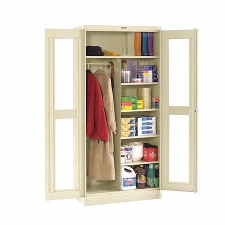 Combo Wardrobe Storage Cabinet, 72 in H, 36 in W, 18 in D, Swing, Keyed, Sand, 5 Shelves, 0 Drawers MPN:CVD1472 SAND