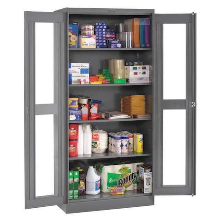 Shelving Storage Cabinet, 78 in H, 36 in W, Swing, Keyed, Medium Gray, 4 Shelves, 0 Drawers MPN:CVD1870 MED GREY