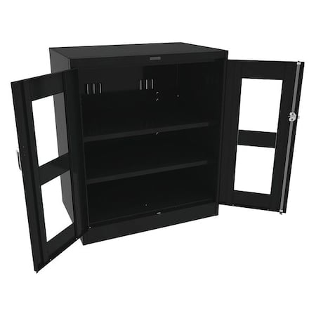 Shelving Storage Cabinet, 42 in H, 36 in W, 24 in D, Swing, Keyed, Black, 2 Shelves, 0 Drawers MPN:CVD2442 BLACK