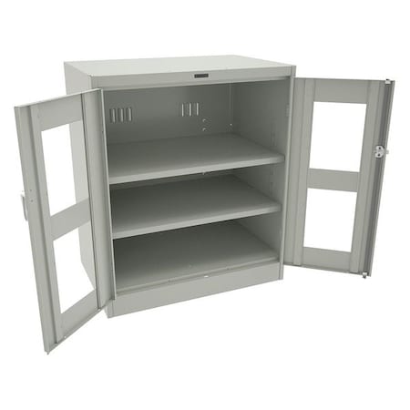 Shelving Storage Cabinet, 42 in H, 36 in W, 24 in D, Swing, Keyed, Light Gray, 2 Shelves, 0 Drawers MPN:CVD2442 LIGHT GREY