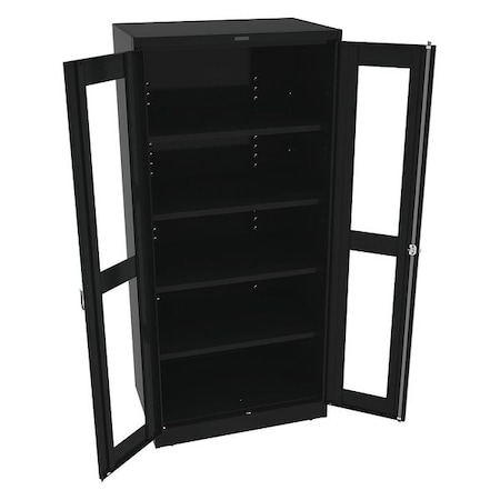 Shelving Storage Cabinet, 78 in H, 36 in W, 24 in D, Swing, Keyed, Black, 4 Shelves, 0 Drawers MPN:CVD2470 BLACK