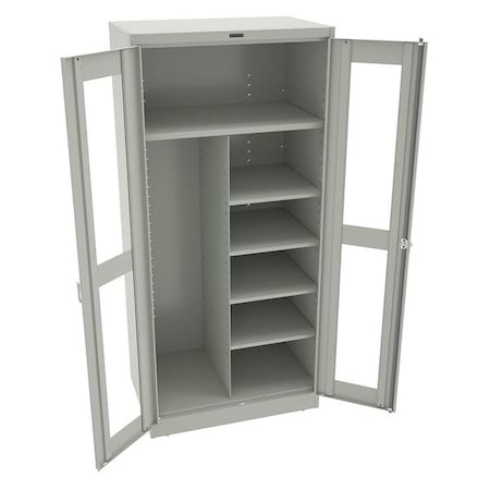 Combo Wardrobe Storage Cabinet, 78 in H, 36 in W, 24 in D, Swing, Keyed, Light Gray, 5 Shelves MPN:CVD2472 LIGHT GREY