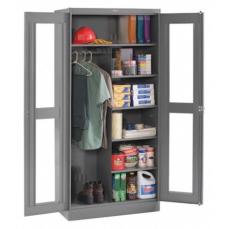 Combo Wardrobe Storage Cabinet, 78 in H, 36 in W, 24 in D, Swing, Keyed, Medium Gray, 5 Shelves MPN:CVD2472 MED GREY