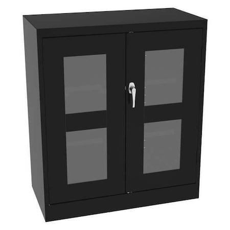 Shelving Storage Cabinet, 42 in H, 36 in W, 24 in D, Swing, Keyed, Black, 2 Shelves, 0 Drawers MPN:CVD4224BK