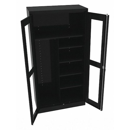 Combo Wardrobe Storage Cabinet, 72 in H, 36 in W, 18 in D, Swing, Keyed, Black, 5 Shelves, 0 Drawers MPN:CVD7214 BLACK