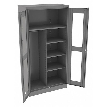 Combo Wardrobe Storage Cabinet, 72 in H, 36 in W, 18 in D, Swing, Keyed, Medium Gray, 5 Shelves MPN:CVD7214 MED GREY