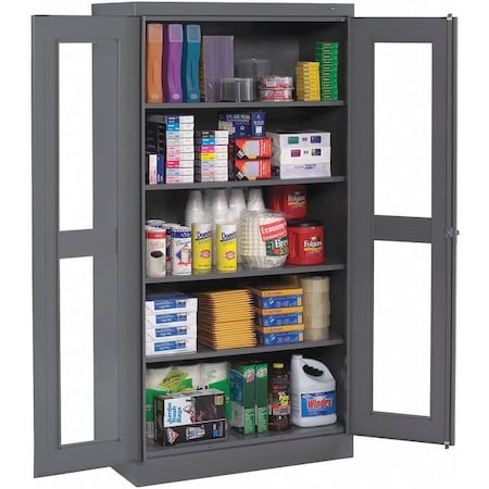 Shelving Storage Cabinet, 72 in H, 36 in W, 24 in D, Swing, Keyed, Medium Gray, 4 Shelves, 0 Drawers MPN:CVD7224 MED GREY