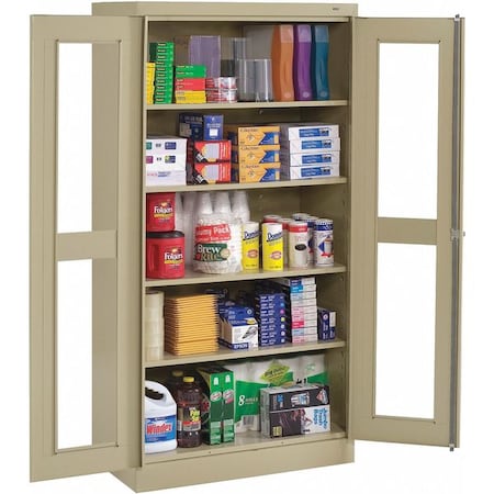 Shelving Storage Cabinet, 72 in H, 36 in W, 24 in D, Swing, Keyed, Sand, 4 Shelves, 0 Drawers MPN:CVD7224 SAND