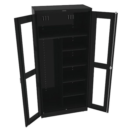 Combo Wardrobe Storage Cabinet, 78 in H, 36 in W, 18 in D, Swing, Keyed, Black, 5 Shelves, 0 Drawers MPN:CVD7814 BLACK
