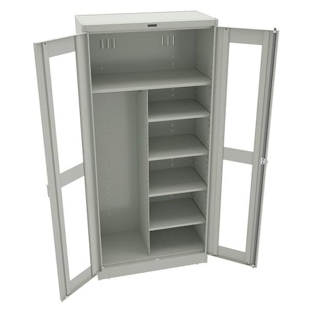 Combo Wardrobe Storage Cabinet, 78 in H, 36 in W, 18 in D, Swing, Keyed, Light Gray, 5 Shelves MPN:CVD7814 LIGHT GREY