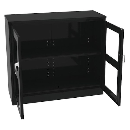 Shelving Storage Cabinet, 42 in H, 48 in W, Swing, Keyed, Black, 2 Shelves, 0 Drawers MPN:CVDJ1842A BLACK