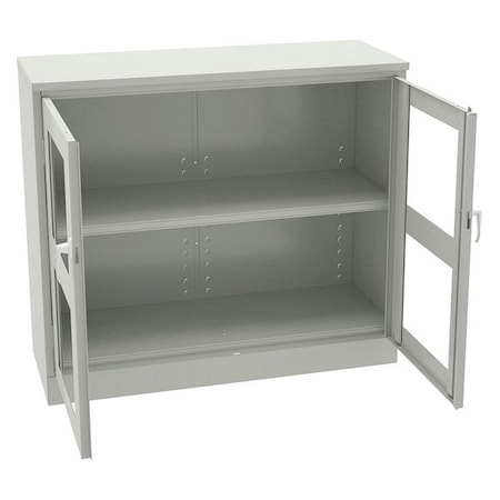 Shelving Storage Cabinet, 42 in H, 48 in W, 18 in D, Swing, Keyed, Light Gray, 2 Shelves, 0 Drawers MPN:CVDJ1842A LIGHT GREY