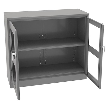 Shelving Storage Cabinet, 42 in H, 48 in W, 18 in D, Swing, Keyed, Medium Gray, 2 Shelves, 0 Drawers MPN:CVDJ1842A MED GREY