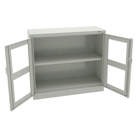 Shelving Storage Cabinet, 42 in H, 48 in W, 18 in D, Swing, Keyed, Light Gray, 2 Shelves, 0 Drawers MPN:CVDJ1842SU LIGHT GREY