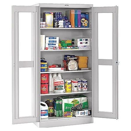 Shelving Storage Cabinet, 78 in H, 48 in W, Swing, Keyed, Light Gray, 4 Shelves, 0 Drawers MPN:CVDJ1878A LIGHT GREY