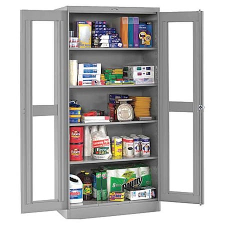 Shelving Storage Cabinet, 78 in H, 48 in W, 18 in D, Swing, Keyed, Medium Gray, 4 Shelves, 0 Drawers MPN:CVDJ1878SU MED GREY