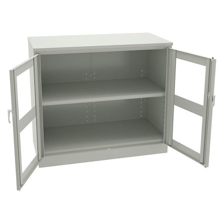 Shelving Storage Cabinet, 42 in H, 48 in W, 24 in D, Swing, Keyed, Light Gray, 2 Shelves, 0 Drawers MPN:CVDJ2442A LIGHT GREY