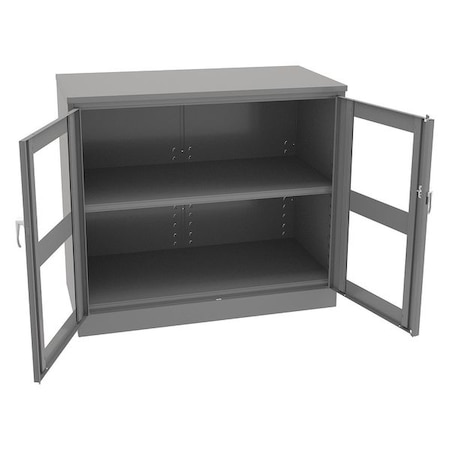 Shelving Storage Cabinet, 42 in H, 48 in W, 24 in D, Swing, Keyed, Medium Gray, 2 Shelves, 0 Drawers MPN:CVDJ2442A MED GREY