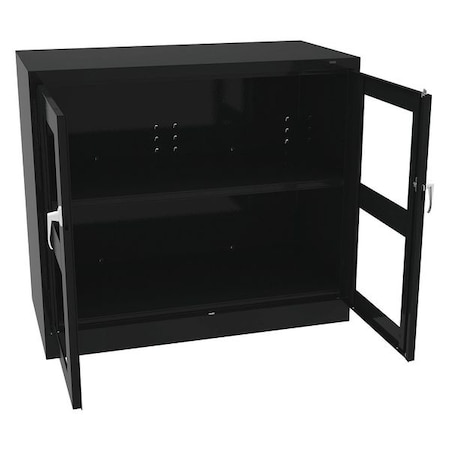 Shelving Storage Cabinet, 42 in H, 48 in W, Swing, Keyed, Black, 2 Shelves, 0 Drawers MPN:CVDJ2442SU BLACK