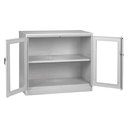 Shelving Storage Cabinet, 42 in H, 48 in W, 24 in D, Swing, Keyed, Light Gray, 2 Shelves, 0 Drawers MPN:CVDJ2442SU LIGHT GREY