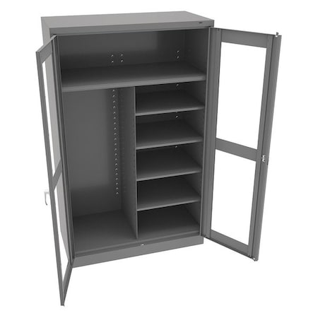 Shelving Storage Cabinet, 78 in H, 48 in W, Swing, Keyed, Medium Gray, 6 Shelves, 0 Drawers MPN:CVDJ2478SUC MED GREY