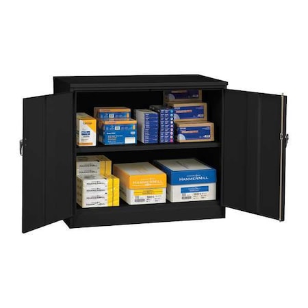 Shelving Storage Cabinet, 42 in H, 48 in W, 18 in D, Swing, Keyed, Black, 2 Shelves, 0 Drawers MPN:J1842A BLACK