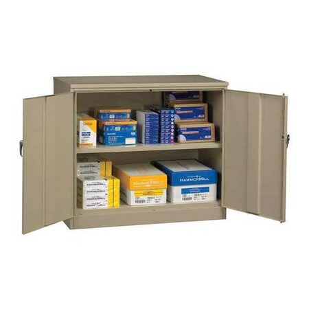 Shelving Storage Cabinet, 42 in H, 48 in W, 18 in D, Swing, Keyed, Sand, 2 Shelves, 0 Drawers MPN:J1842A SAND