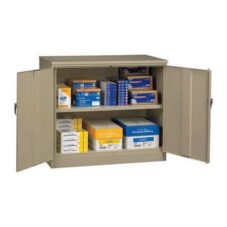 Shelving Storage Cabinet, 42 in H, 48 in W, 18 in D, Swing, Keyed, Sand, 2 Shelves, 0 Drawers MPN:J1842SU SAND