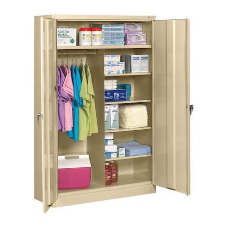Combo Wardrobe Storage Cabinet, 78 in H, 48 in W, 18 in D, Swing, Keyed, Sand, 5 Shelves, 0 Drawers MPN:J1878C SAND