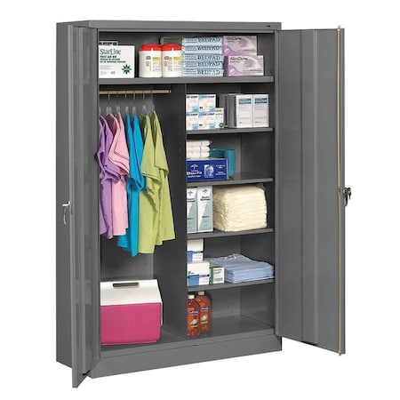 Combo Wardrobe Storage Cabinet, 78 in H, 48 in W, 18 in D, Swing, Keyed, Medium Gray, 5 Shelves MPN:J1878SUC MED GREY