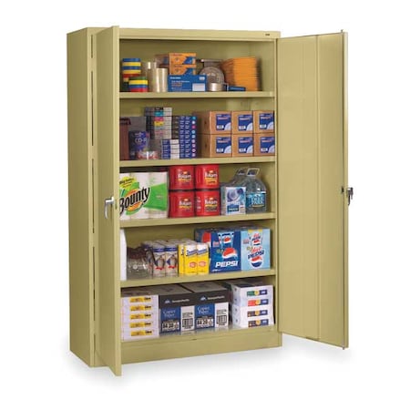 Shelving Storage Cabinet, 78 in H, 48 in W, Swing, Keyed, Sand, 5 Shelves, 0 Drawers MPN:J1878SUSD