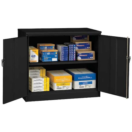 Shelving Storage Cabinet, 42 in H, 48 in W, Black, 2 Shelves, 0 Drawers MPN:J2442A-BK