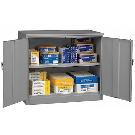 Shelving Storage Cabinet, 42 in H, 48 in W, 24 in D, Swing, Keyed, Medium Gray, 2 Shelves, 0 Drawers MPN:J2442A-MGY