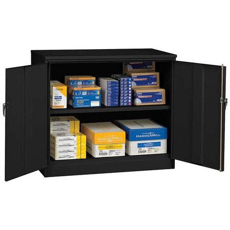 Shelving Storage Cabinet, 42 in H, 48 in W, 24 in D, Swing, Keyed, Black, 2 Shelves, 0 Drawers MPN:J2442SU-BK