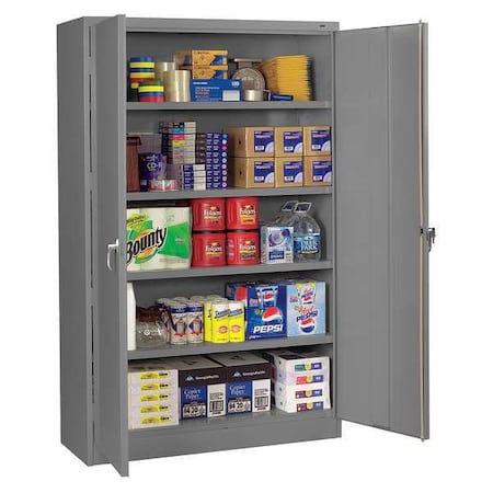 Shelving Storage Cabinet, 78 in H, 48 in W, Swing, Keyed, Medium Gray, 4 Shelves, 0 Drawers MPN:J2478AMGY
