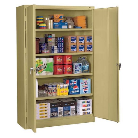 Shelving Storage Cabinet, 78 in H, 48 in W, 24 in D, Swing, Keyed, Sand, 4 Shelves, 0 Drawers MPN:J2478ASD