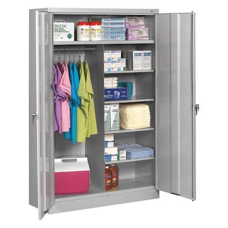 Combo Wardrobe Storage Cabinet, 78 in H, 48 in W, 24 in D, Swing, Keyed, Light Gray, 5 Shelves MPN:J2478SUC LIGHT GREY