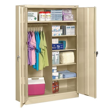 Combo Wardrobe Storage Cabinet, 78 in H, 48 in W, Swing, Keyed, Sand, 6 Shelves, 0 Drawers MPN:J2478SUC SAND