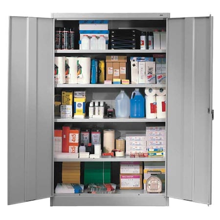 Shelving Storage Cabinet, 78 in H, 48 in W, Swing, Keyed, Champagne/Putty, 4 Shelves, 0 Drawers MPN:J2478SUPY