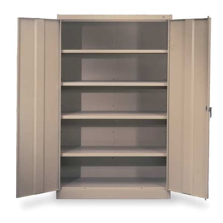 Shelving Storage Cabinet, 78 in H, 48 in W, Swing, Keyed, Sand, 5 Shelves, 0 Drawers MPN:J2478SUSD