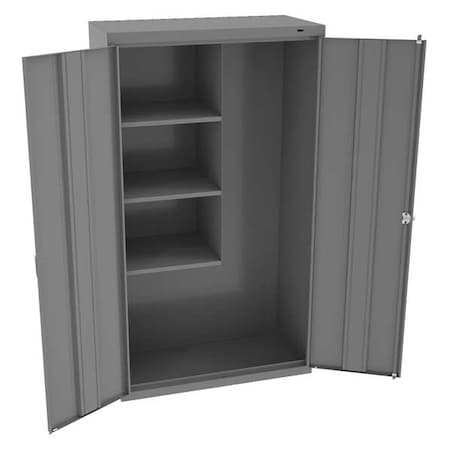 Janitorial Storage Cabinet, 64 in H, 36 in W, 18 in D, Swing, Keyed, Medium Gray, 4 Shelves MPN:JAN6618DHMG