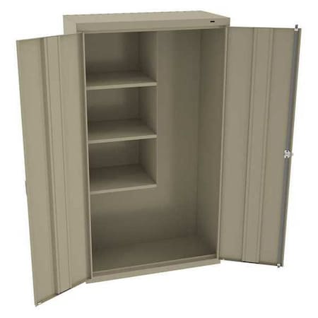 Janitorial Storage Cabinet, 64 in H, 36 in W, 18 in D, Swing, Keyed, Sand, 4 Shelves, 0 Drawers MPN:JAN6618DHSD