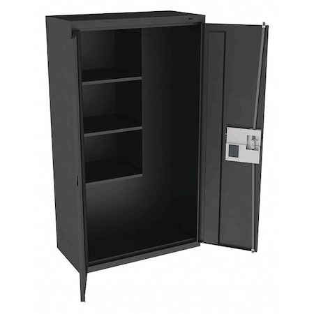 Janitorial Storage Cabinet, 64 in H, 36 in W, 18 in D, Recessed Pull, Electronic Keypad, Black MPN:JAN6618ELBK