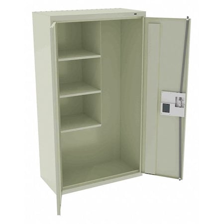 Janitorial Storage Cabinet, 64 in H, 36 in W, 18 in D, Recessed Pull, Electronic Keypad, Putty MPN:JAN6618ELPY