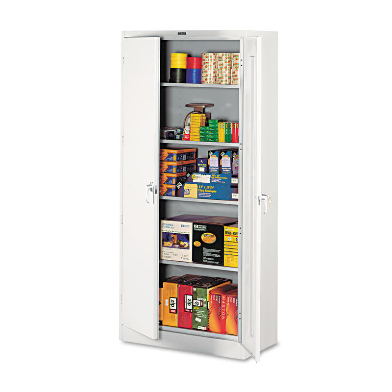 Tennsco Deluxe Steel Storage Cabinet, 4 Adjustable Shelves, 78inH x 36inW x 18inD, Light Gray MPN:1870LGY