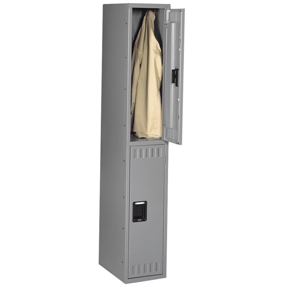 Tennsco Double-Tier Locker, 1 Wide, 72inH x 12inW x 18inD, Medium Gray MPN:DTS121836AMG