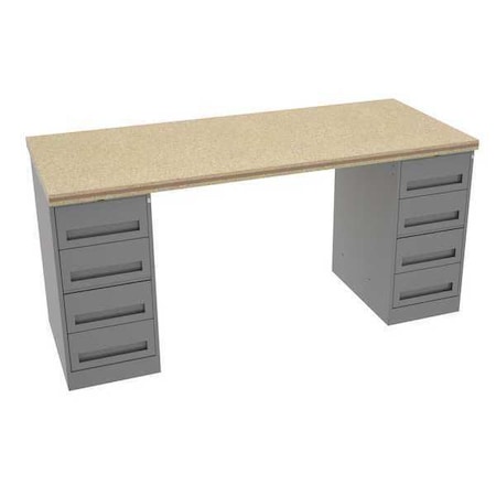Workbench, Shop Top, 72 in W, 33 3/4 in Height, 750 lb, Pedestal MPN:MWB-1-3072C