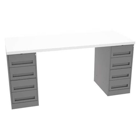 Workbench, Laminate, 72 in W, 33 1/2 in Height, 750 lb, Pedestal MPN:MWB-1-3072P